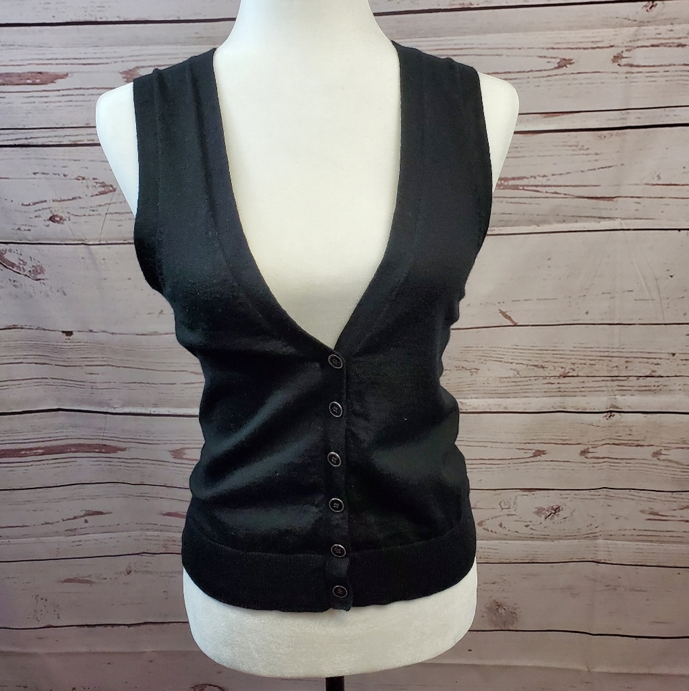 sandra angelozzi fitted black wool vest